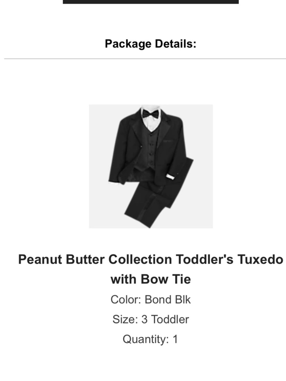 Peanut Butter Collection Toddler's Tuxedo with Bow Tie 3T EUC